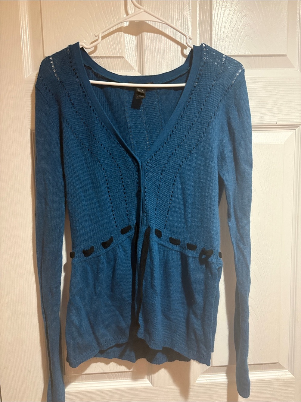 Women's Teal V-Neck Tie-Front Lightweight Cardigan Sweater
